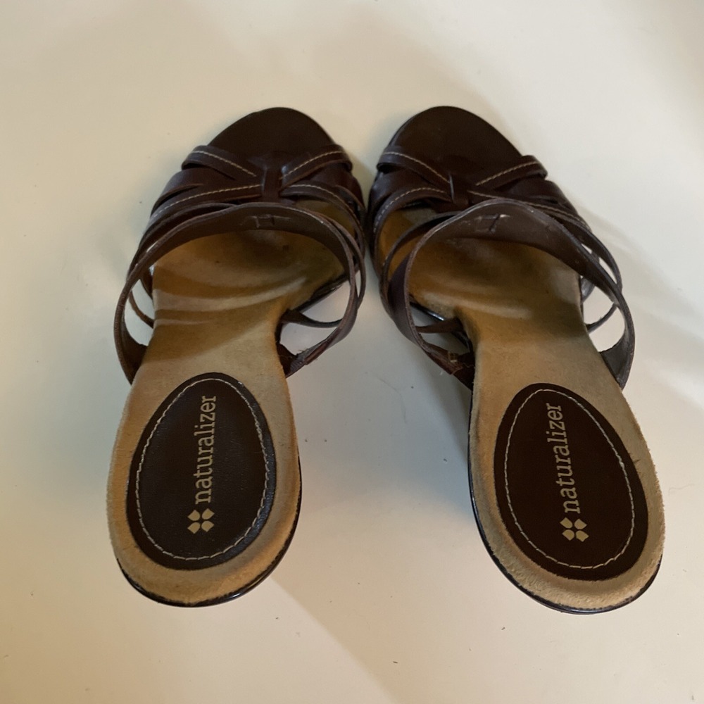 Naturalizer Brown Leather Wedge Giselle Sandals Sz 8M - Picture 4 of 6